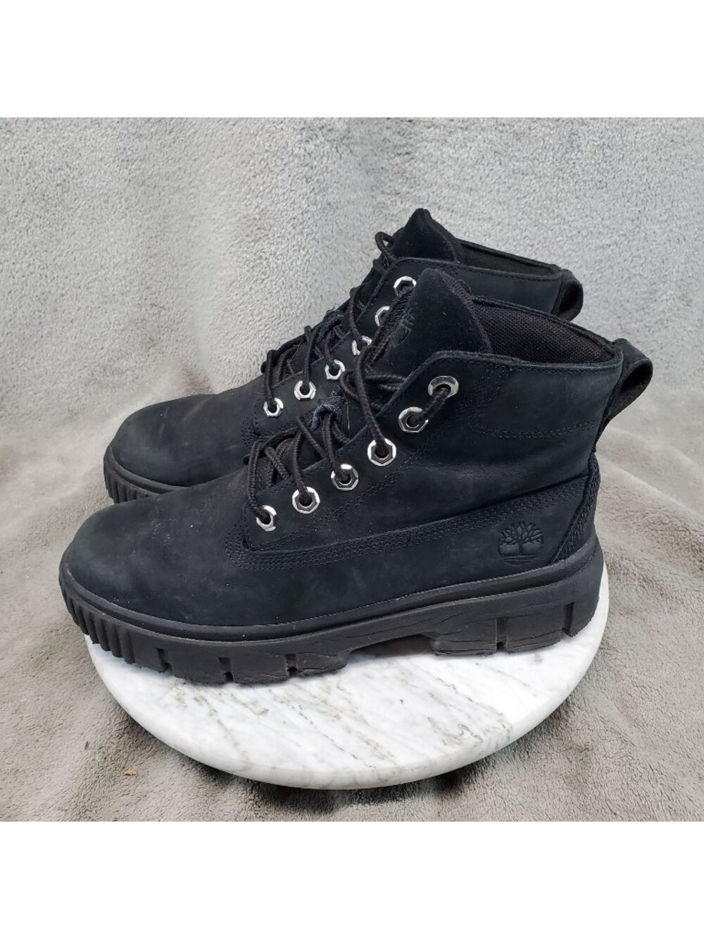 Timberland Shoes Womens Size 8 Black Leather Greyfield Combat Boots *Read*
